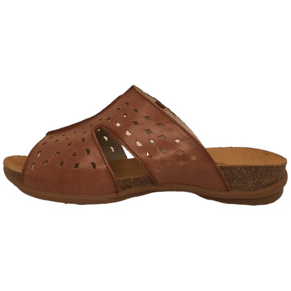 Propet Fionna Leather Cork Laser Cut Slides Sandal Womens Brown 7 - Picture 10 of 14